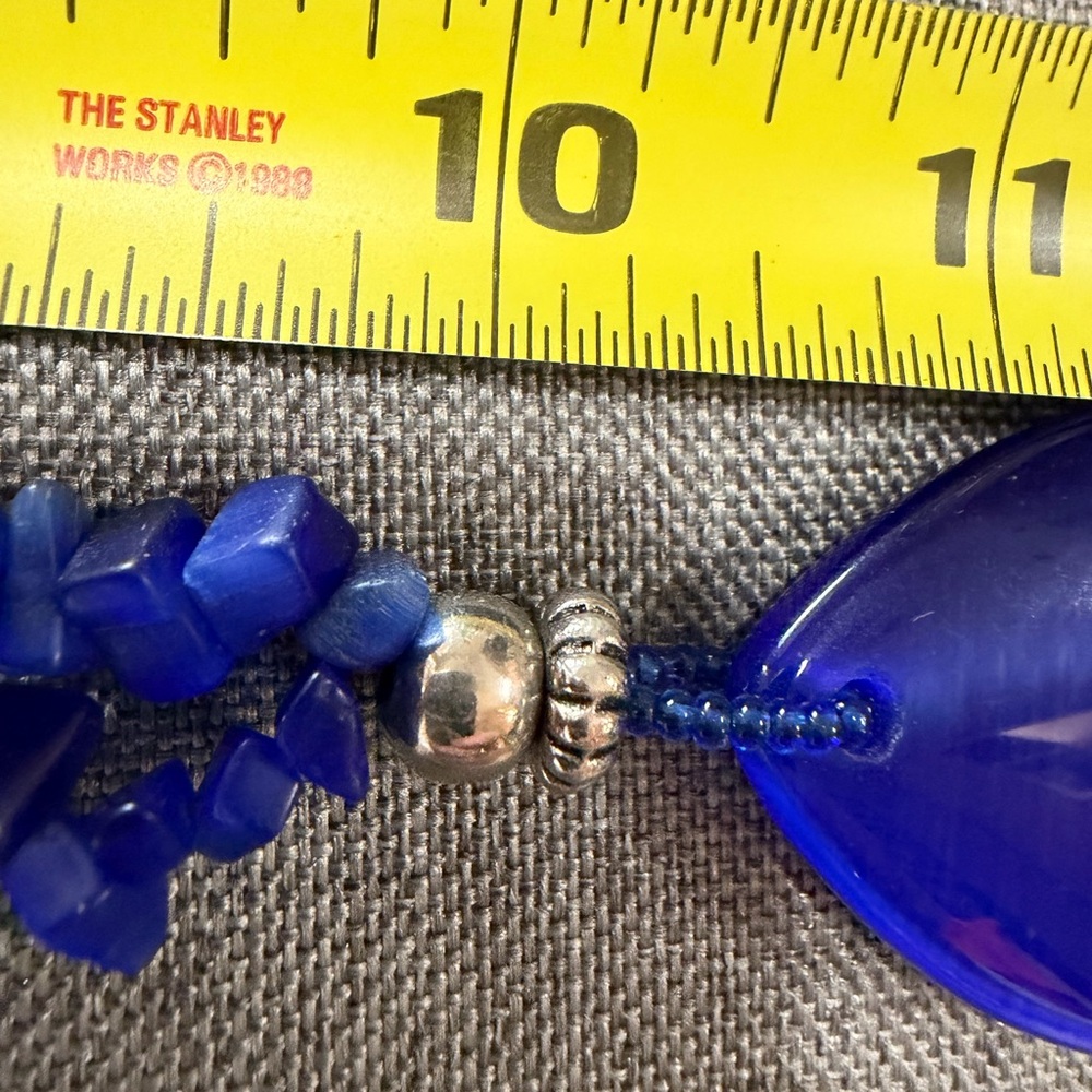 Blue Beaded Necklace with Pendant - Picture 7 of 7